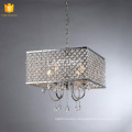Modern square bedroom chandelier pendant light silver crystal home lighting